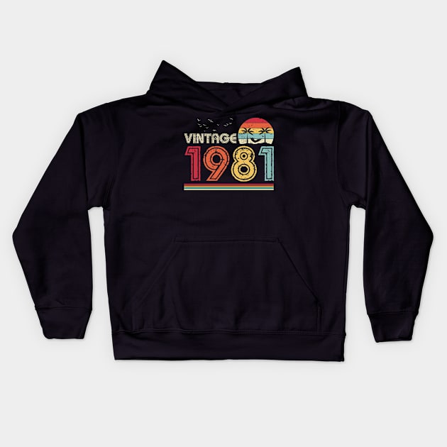 Vintage 1981 Limited Edition 40th Birthday Gift 40 Years Old Kids Hoodie by Penda